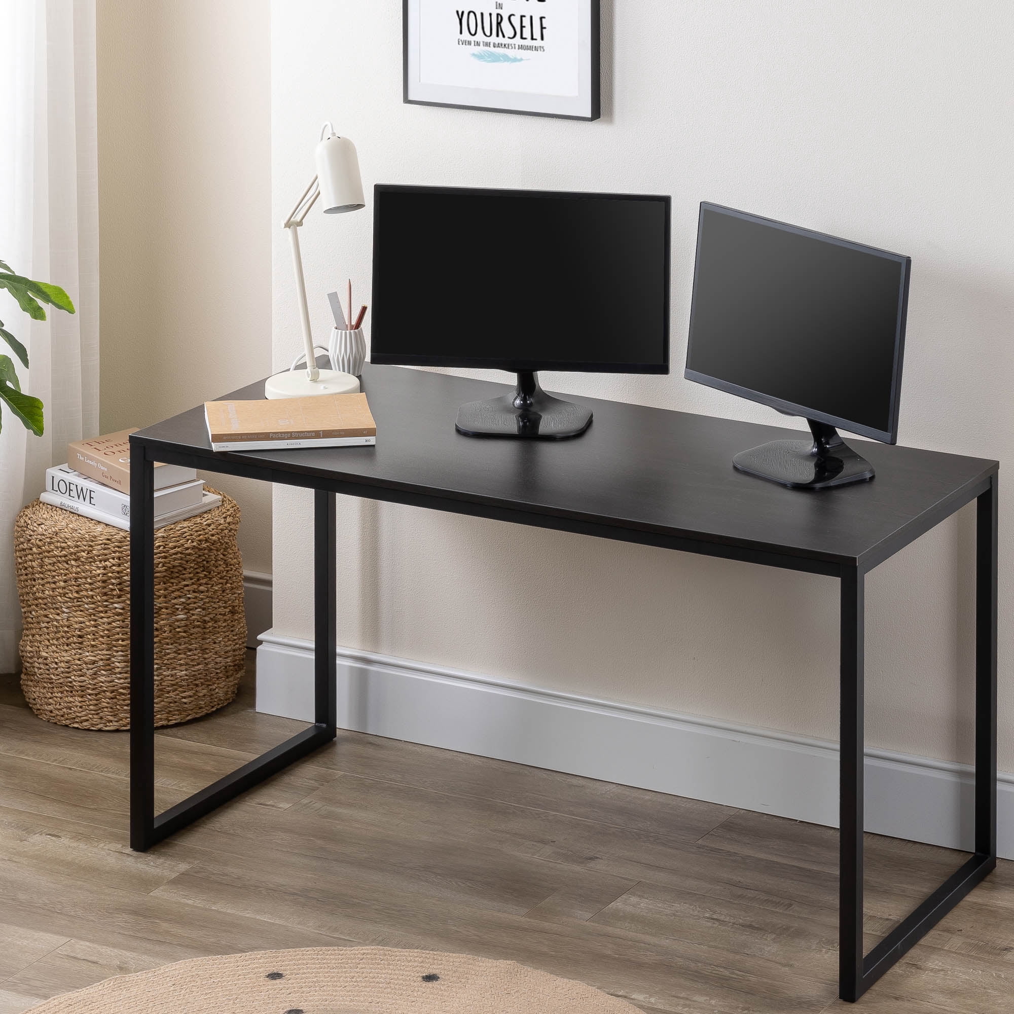Zinus Jennifer Modern Minimalist Office Desk, 55 inch Multipurpose Computer Workstation or Dining Table for Small Spaces, Black