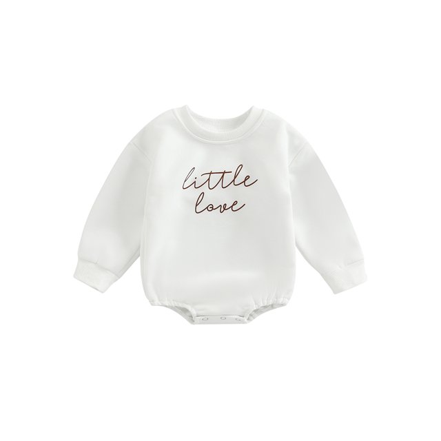 Faithtur Infant Baby Fall Romper, Long Sleeve Round Neck Letter Embroidery One-Piece Bodysuit