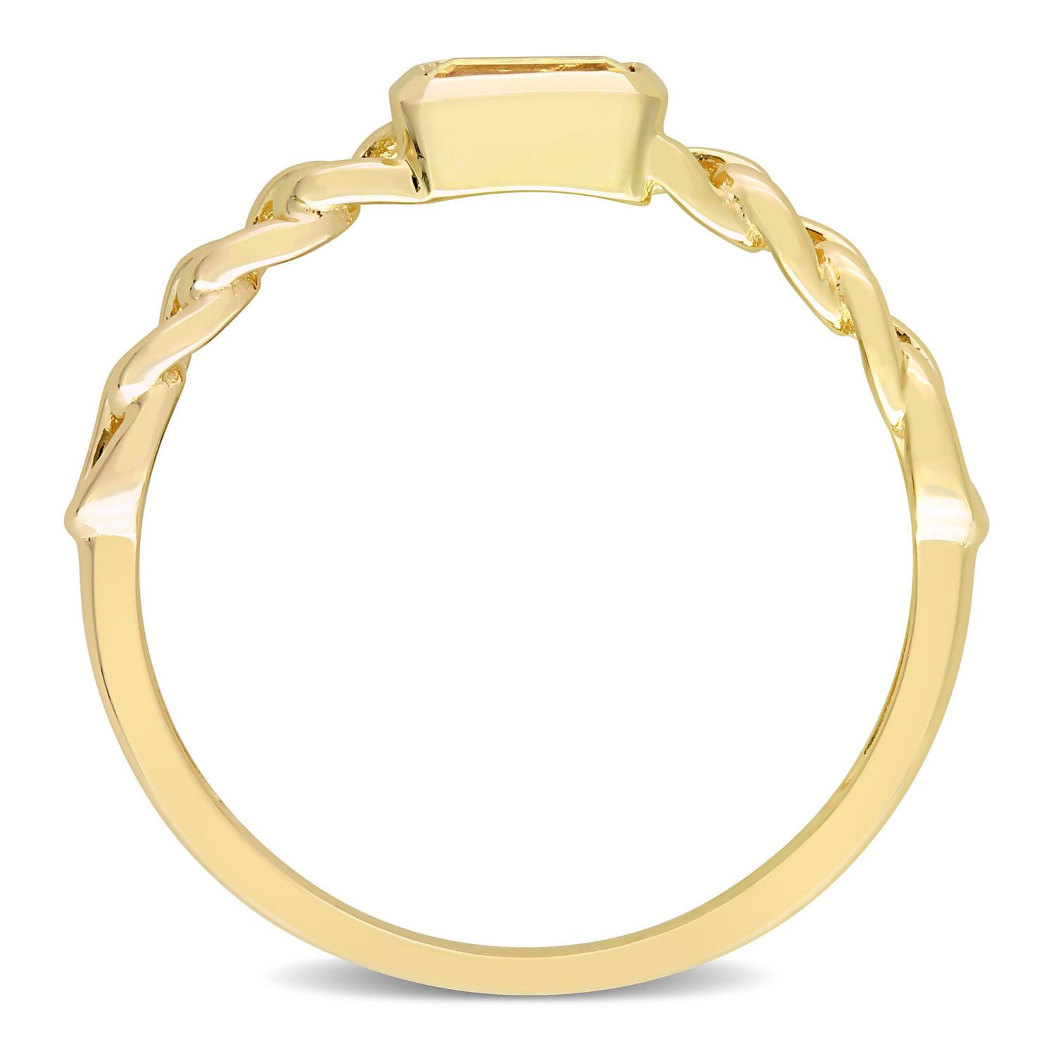 Bague solitaire octogone à maillons Miabella avec 1/3 Carat PBT de citrine en or jaune 10k