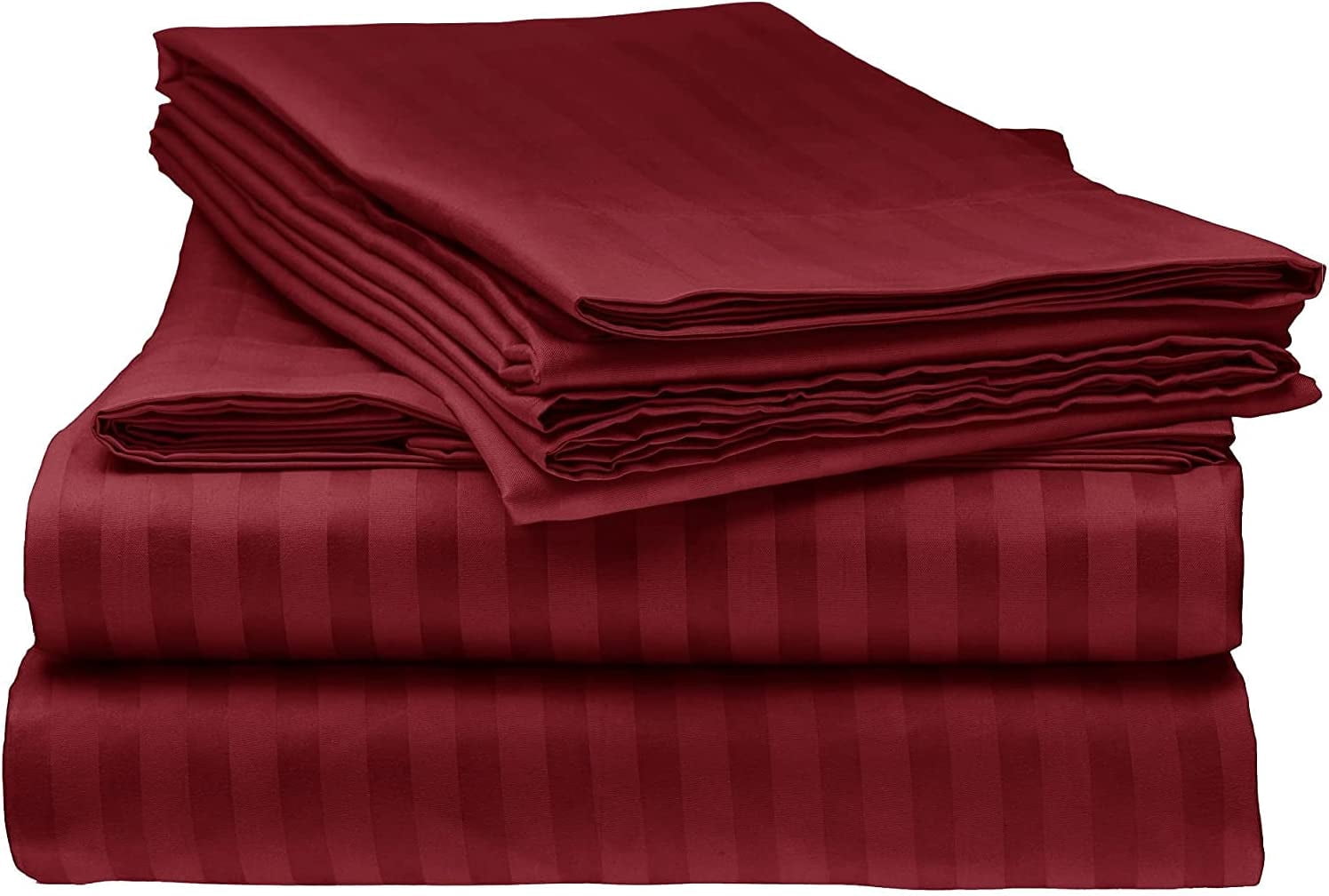 1000 Thread Count 100% Egyptian Cotton 4-Piece Bed Sheet Set (1 Flat, 1 Fitted Sheet, 2 Pillow Covers) 18 Inches Deep Pocket Stripe Pattern