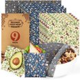 thumbnail image 1 of Akeeko Reusable Beeswax Food Wraps - Assorted 9 Packs, Eco-Friendly Reusable Wrap, Biodegradable, Zero Waste, Organic Cloth, Sustainable, Plastic-Free Food Storage, 1Large, 3Medium, 5Small Sizes, 1 of 6
