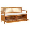 thumbnail image 3 of vidaXL Storage Bench with Cushion 148 cm Solid Wood Acacia, 3 of 5