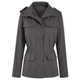 thumbnail image 3 of Innerwin Veste Militaire à Revers pour Femmes Automne Couleur Unie Ajustée Gris 2TG, 3 of 4