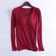 thumbnail image 1 of RKSTN Pyjama pour Femmes Mode Couleur Unie Col Ras du Cou Léger avec Soutien-Gorge Rembourré Intégré Manches Longues Tenue de Nuit Confortable Automne Mode Hiver Décontracté une Pièce Haut de Nuit, 1 of 5