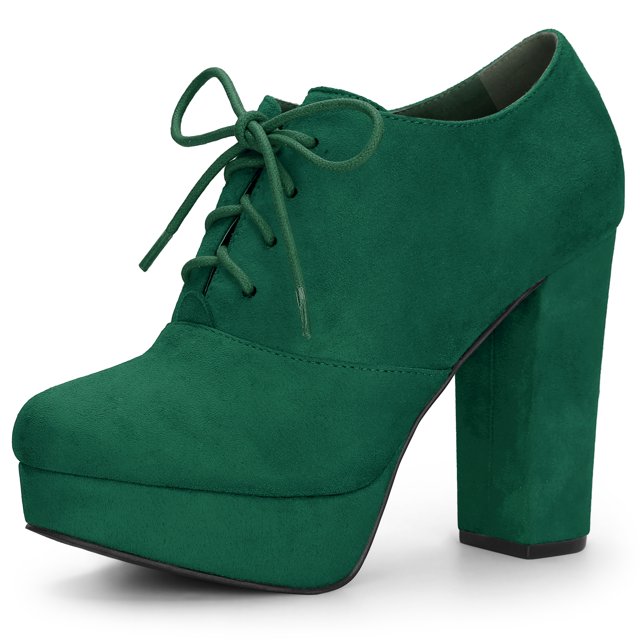 Unique Bargains Bottines à Lacets à Talon Bloc Plateforme pour Femmes