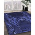 thumbnail image 3 of Ahgly Tapis d'Intérieur Lavable en Machine Carré Transitionnel Bleu Nuit, 5 Pieds Carré, 3 of 7