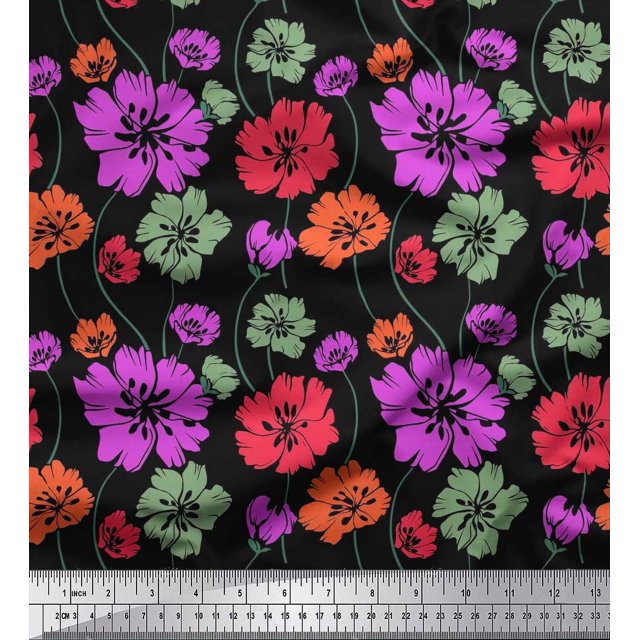 Soimoi Rayon Fabric Artistic Floral Printed Fabric 1 Yard 42 Inch Wide