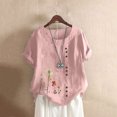 thumbnail image 2 of EQWLJWE Chemises pour Femmes Liquidation T-Shirts pour Femmes Femmes Manches Courtes Décontracté Col Rond Imprimé Ample Tunique à Boutons Chemise Blouse Hauts, 2 of 5