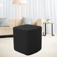 thumbnail image 3 of Stretch Square Ottoman Covers Decorative Furniture Small Footstool Slipcover , Black, 3 of 7
