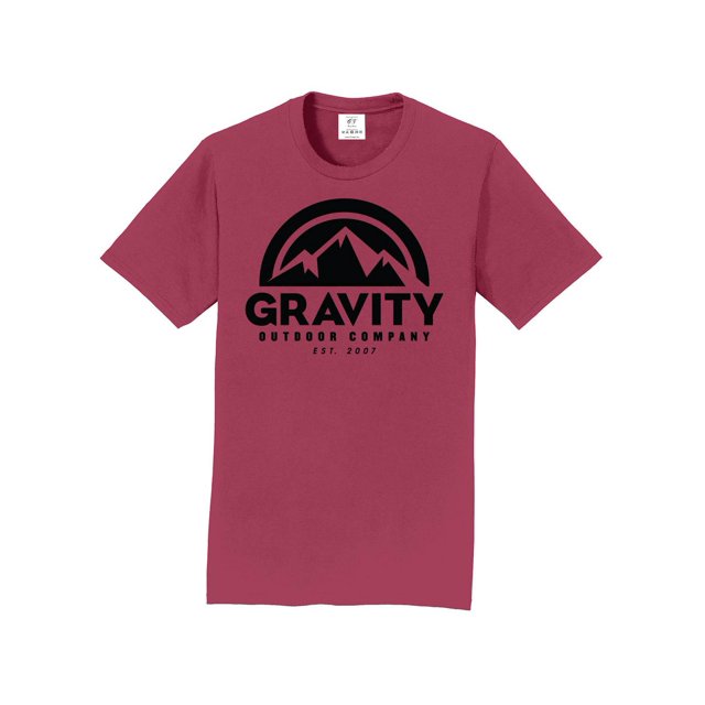 Gravity Outdoor Co. T-Shirt à Manches Courtes - Grenat - Logo Noir - 3TG