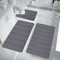 thumbnail image 2 of Penkiiy Memory Foam Bathroom Rug Set 3 Piece, Soft Absorbent Bath Rug and U-Shaped Contour Toilet Rug, Non Slip Bath Rug Carpet for Bathroom Floor, 2 of 8