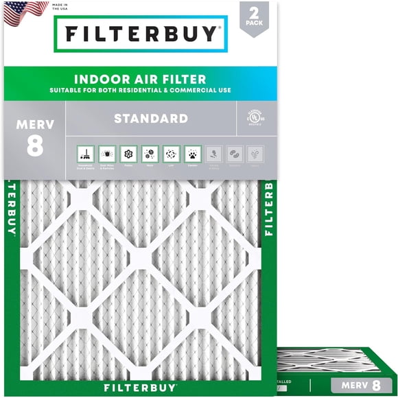Filterbuy 18x21x1 Air Filter MERV 8 Dust Defense, HVAC AC Furnace Air Filters Replacement (2-Pack)