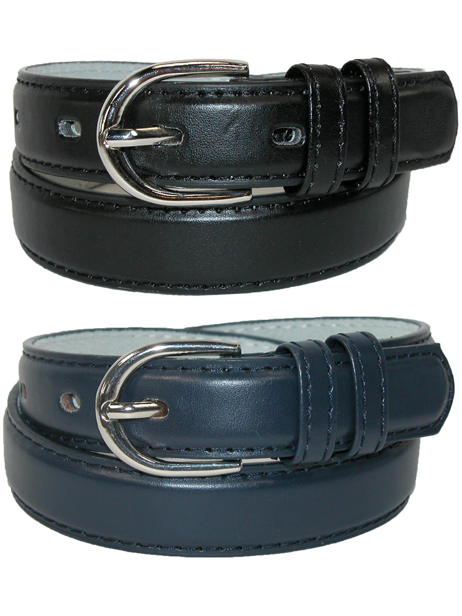 CTM® Ceinture Habillée en Cuir de Base pour Enfant (Lot de 2 Couleurs)