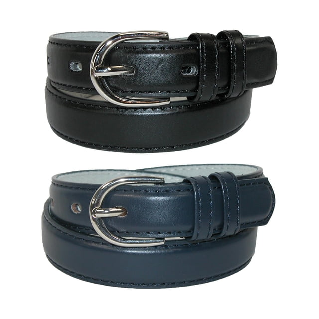 CTM® Ceinture Habillée en Cuir de Base pour Enfant (Lot de 2 Couleurs)