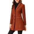 thumbnail image 4 of INSPIRE CHIC Manteau pour Femme Couleur Unie Revers Cranté Simple Boutonnage Caban d'Hiver Rouge Brique TG, 4 of 6
