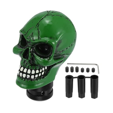 Unique Bargains Skull Head Shape Manual Car Gear Shift Knob Shifter Universal Green Black