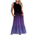 thumbnail image 2 of 2024 Longues Robes Maxi à Bretelles Spaghetti pour Femmes Été, Robes Maxi Dégradées Sans Manches pour Femmes Grande Taille, Robes d'Été Décontractées à Col Rond pour la Plage Robe Évasée, Robe Maxi Fluide à Étages pour Femmes, 2 of 5