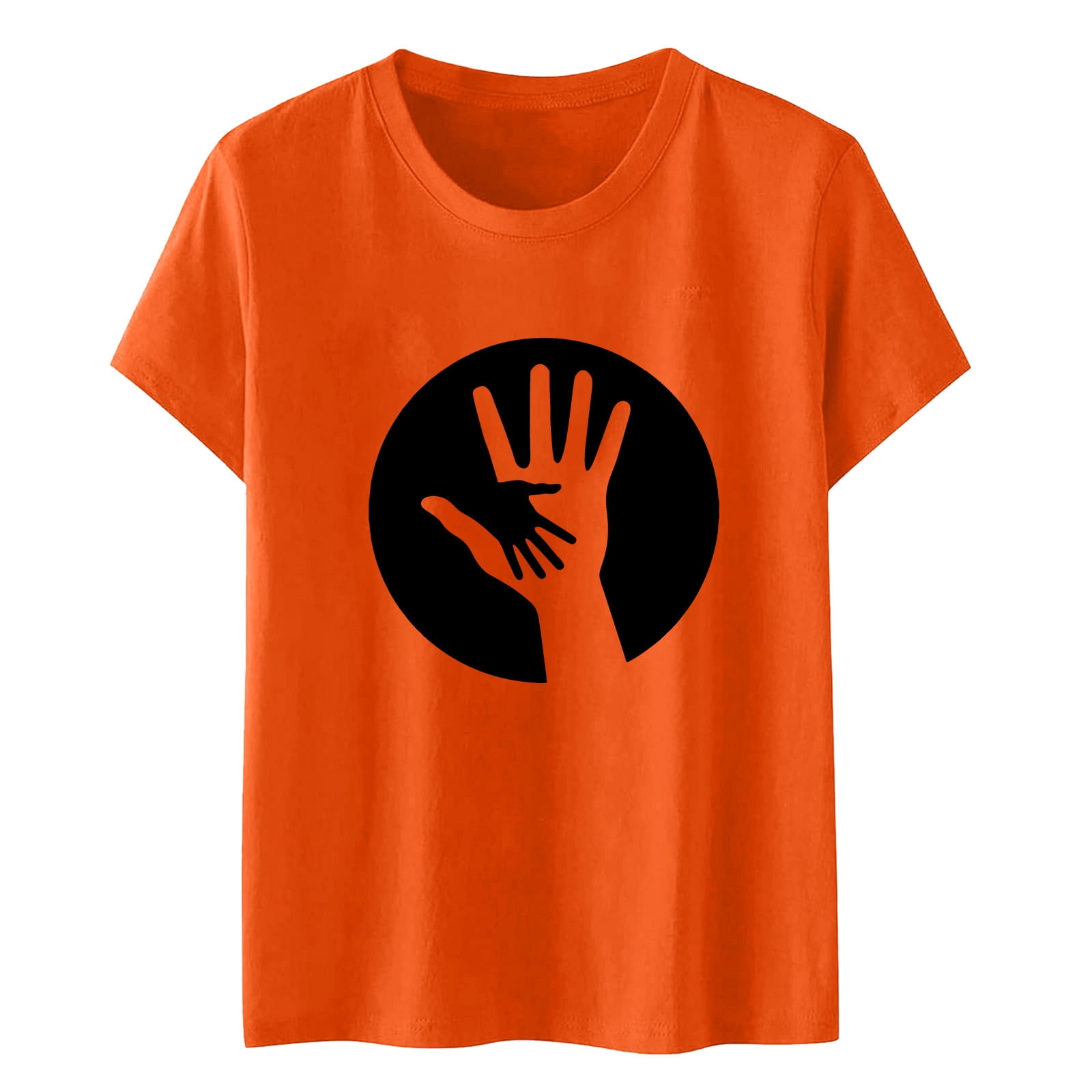 TZEWGL T-Shirt Décontracté à Imprimé Graphique Orange à Manches Courtes Col Ras du Cou pour Tout-Petit Haut pour Filles Garçons Taille 10-11T