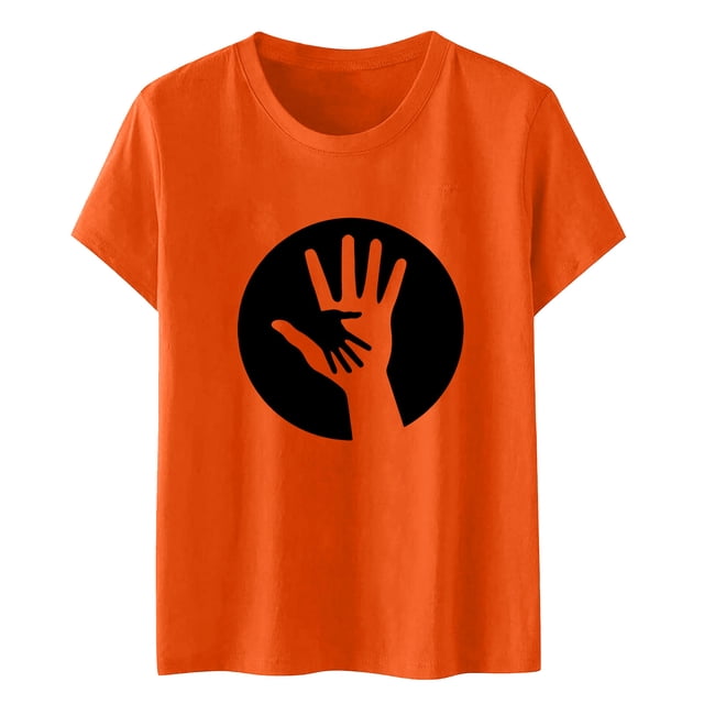 TZEWGL T-Shirt Décontracté à Imprimé Graphique Orange à Manches Courtes Col Ras du Cou pour Tout-Petit Haut pour Filles Garçons Taille 10-11T