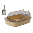 thumbnail image 3 of MERIGLARE Cat Litter Box Cat Sand Basin with High Side Cat Litter Container Durable Splash brown, 3 of 9