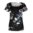 thumbnail image 5 of SMihono Hauts pour Femmes Été Chic Décontracté Mode Femme Imprimé Décontracté Col Rond Manches Courtes T-Shirt Ample Blouse Hauts T-Shirt Oversize pour Femmes, 5 of 5