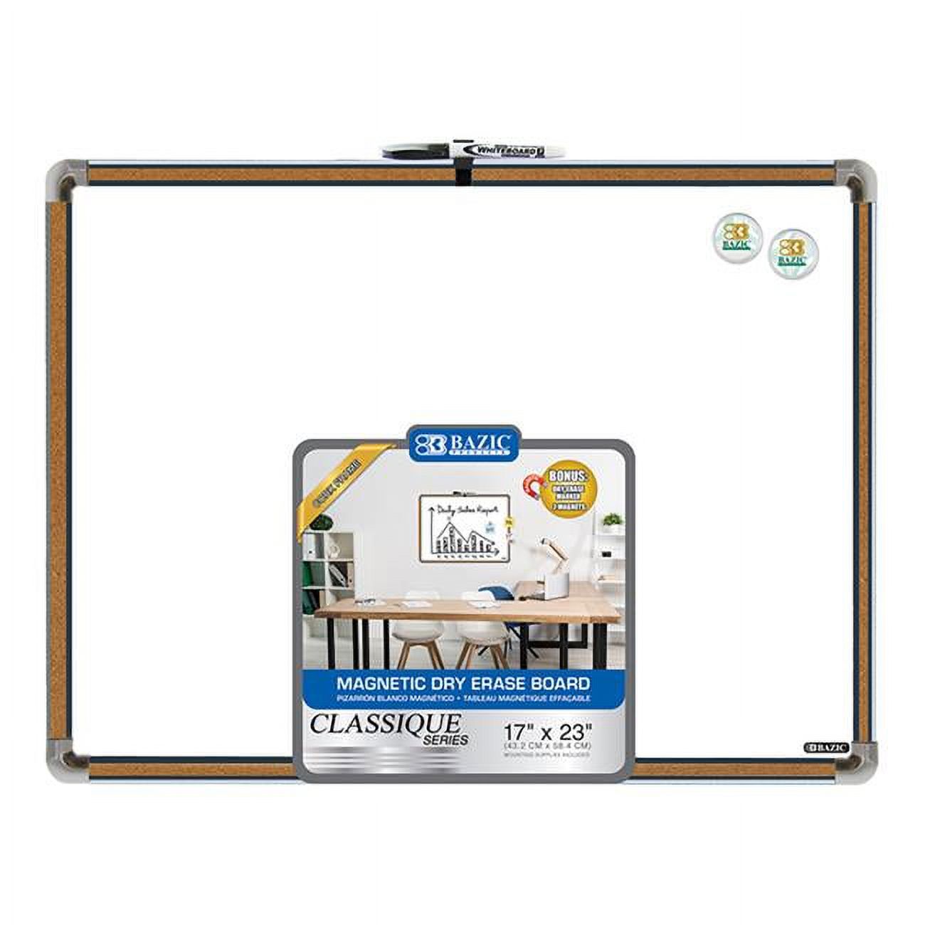 Bazic 6022 17 x 23 in. Cork Framed Magnetic Dry Erase Board with Marker & 2 Magnets