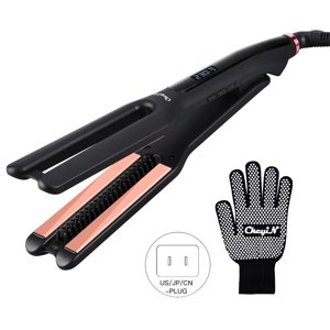 CkeyiN Hair Straightener,New Fluffy Hair Straightening Comb Hair Protector, LCD Temperature Adjustable Hair Straightener,Straightening Plates Electric Clipboard