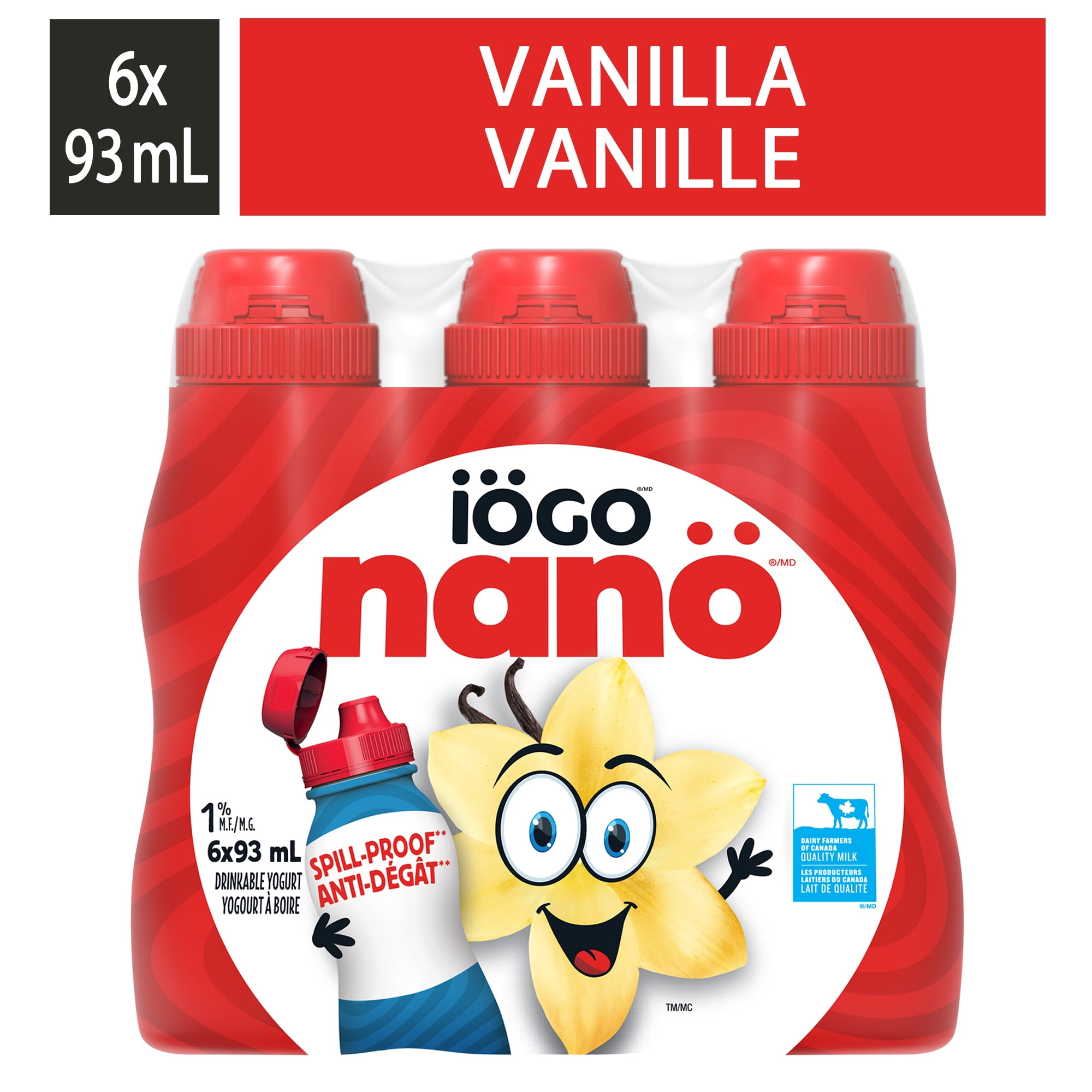 iOGO nano Yogourt à la Vanille en Bouteille, 1% , Yogourt à Boire