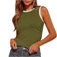 thumbnail image 1 of Dealovy Going out Tops for Women Crew Neck Ribbed Knit Tank Tops Casual Solid Side Ruched Slim Undershirts, 1 of 6