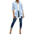 thumbnail image 3 of Women Jean Jacket Long Sleeve Classic Distressed Butterfly Denim Overized Shirt Outwear, 3 of 3