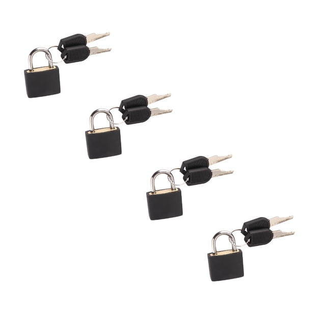 ZTTD 4 Pcs Suitcase Locks with Keys Black Mini Keyed Padlock Metal Padlock Luggage Padlocks Plastic-Covered Copper Keyed Padlock for Suitcase, Backpack, Boxes, Laptop Bag