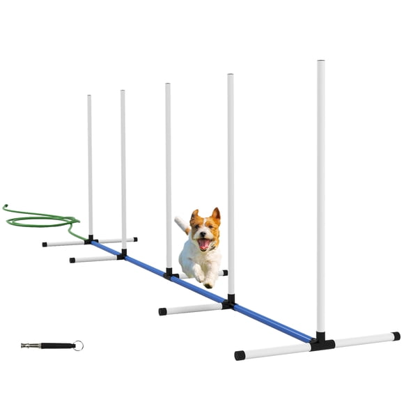 PawHut 2PCs Dog Agility Equipment Set with Weave Poles, White