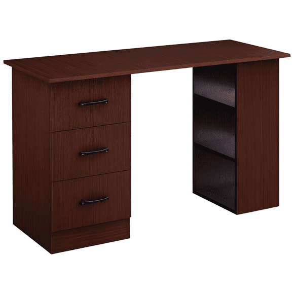 HOMCOM Bureau d'Ordinateur avec Étagères de Rangement à 3 Niveaux, Bureau pour Bureau à Domicile, Noyer