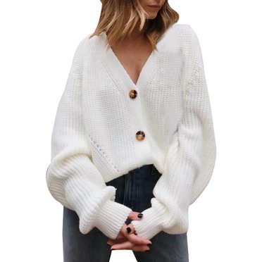 Chandails pour Femmes Col en V Femmes Col en V Manches Longues Cardigan en Tricot Torsadé Chandails Vêtements d'Extérieur Hauts Cardigan en Tricot Torsadé Femmes Longs Chandails pour Femmes pour l'Hiver Hauts Femmes Manches Longues