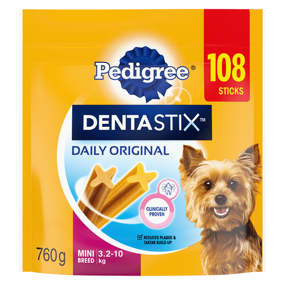 PEDIGREE DENTASTIX Oral Care Mini Breed Dog Treats Original Megapack, 108 Sticks 760g pouch