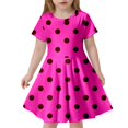thumbnail image 1 of Robe Fille Enfant Filles Été Imprimé à Pois Ajustée Douce Respirante à Manches Courtes Robe Décontractée Robe Tout-Petit Rose Vif 8 Ans-9 Ans, 1 of 4