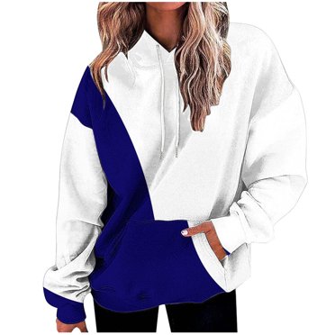Rbaofujie Fall Sweaters Women's Printed Loose Pockets Fitting Long Sleeved Hoodie Sports Top Sweatshirts Blue Women's Fashion Hoodies & Sweatshirts
