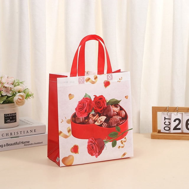 LSLJS Valentine's Day Rose Gift Bag Non Woven Handbag Waterproof Shopping Bag Gift Box, Storage Trunks & Bag