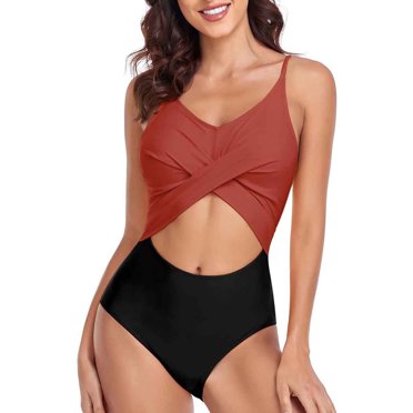 IROINID Ensembles de Bikini pour Femmes Maillot de Bain Deux Pièces Taille Haute Col en V Torsadé devant Bretelles Spaghetti Ajustables Maillot de Bain Cadeaux pour Filles Jaune TG