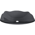 thumbnail image 3 of Novatto TIS-317GMB Rettangolare Clear Slate Grey Glass Scalloped Vessel Sink with Drain, 3 of 7