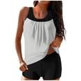 thumbnail image 2 of UPPADA 2 Piece Full Coverage Swimsuits for Women Floral Athleti Crewneck Bathing Suits High Waisted Tummy Control Modest Swimwear Comfy Tankini Top with Shorts 2 Piece Suits for Women White,2xl, 2 of 5