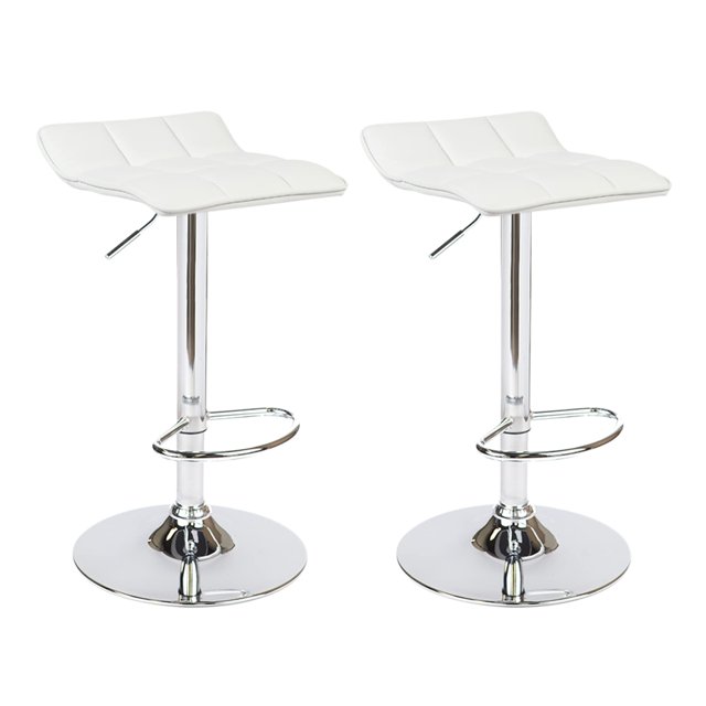 Bronte Living Leatherette Bar Stool with Adjustable Height, 360 Swivel Design and Pedestal Base with Footrest for Kitchen, Bar, Kitchen Island - Series Patricia - Set of 2