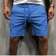 thumbnail image 2 of Yuzhih Men's Summer Shorts Casual Solid Color Drawstring Frayed Raw Hem Shorts Outdoors Workout Athletic Shorts, 2 of 6