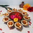 thumbnail image 1 of Diya Shape Flower Decorative Urli Bowl for Home Handcrafted Bowl for Floating, 1 of 5
