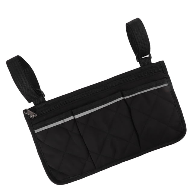 Sac de Rangement pour Fauteuil Roulant Couleur Noire, Sac de Rangement pour Accoudoir de Fauteuil Roulant pour Scooter de Mobilité Cadre de Marche