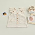 thumbnail image 3 of Bébés Filles Printemps Automne Robe Solide Couleur Velours Côtelé Cou Carré Bretelles Robe avec Poches Marron 2-3 Ans, 3 of 7