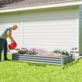 thumbnail image 3 of Outsunny 8x4x1ft Galvanized Raised Garden Bed, Open Bottom, Silver, 3 of 10