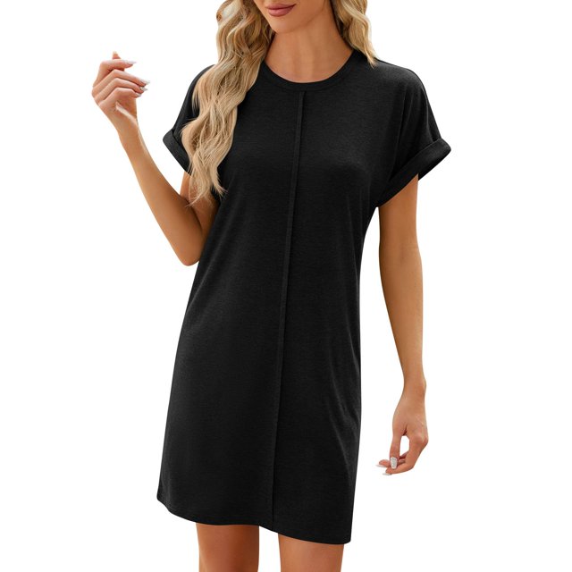 TJAZFJPA Robes à Motifs pour Femmes 2025 Mode Décontractée Printemps et Été Col Rond Couleur Unie Manches Courtes Robe Ample Chaude Surdimensionnée Robe à Capuche Robes de Bal pour Ados