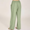 thumbnail image 4 of WEIYLL Womens Pants Linen Elastic High Waist Drawstring Wide Leg Yoga Green Pant size XXL, 4 of 8
