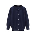 thumbnail image 1 of Tranfacy Long Sleeve Shirts for Girls, Fall Tops, Kids Solid Color Fleece Knitted Cardigan Long Sleeve Round Neck Sweater Button Shirts, 1 of 3
